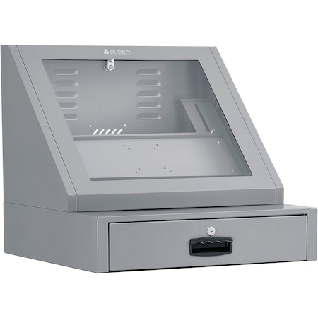 Global Industrial Countertop LCD Console Computer Cabinet, Dark Gray 273114DG